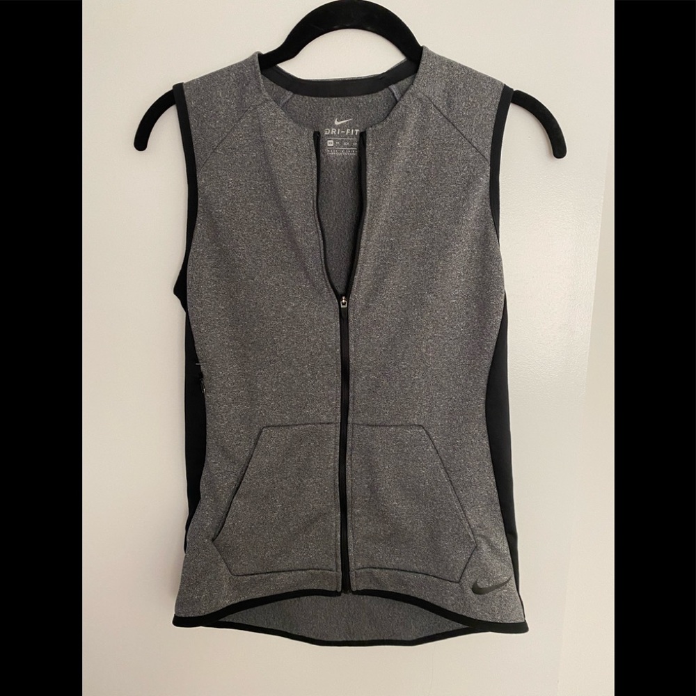 Nike dri-fit collarless zip up vest